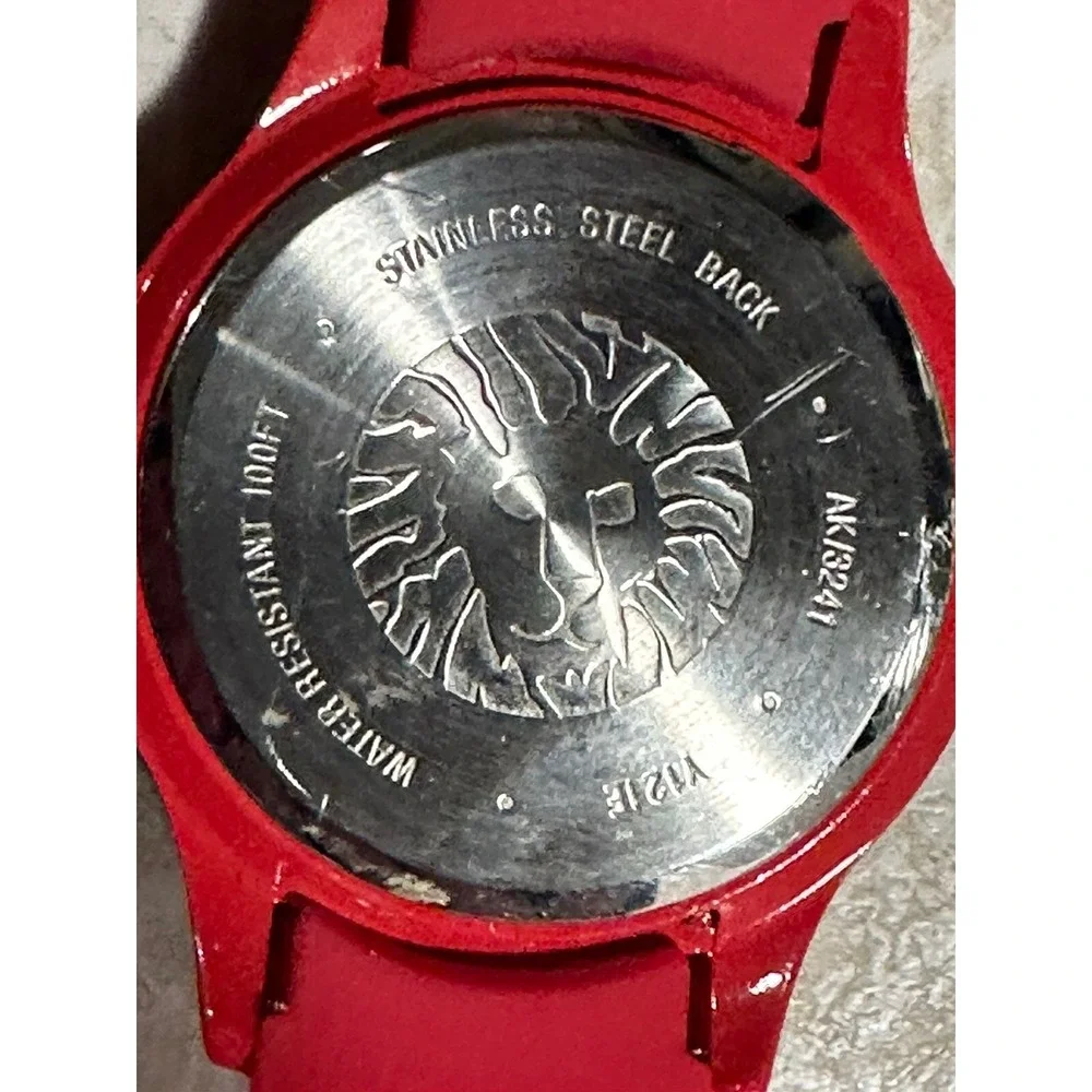 Anne‎ Klein Watch ak/3241 New Battery Red Band Rubber 37MM X